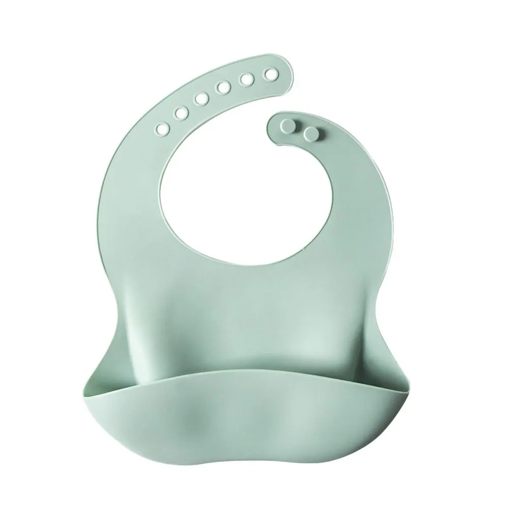 Baby Bib, Eating Handkerchief, Solid Color Adjustable Buckle Soft Front Pocket Dinner Clothes 4-6M