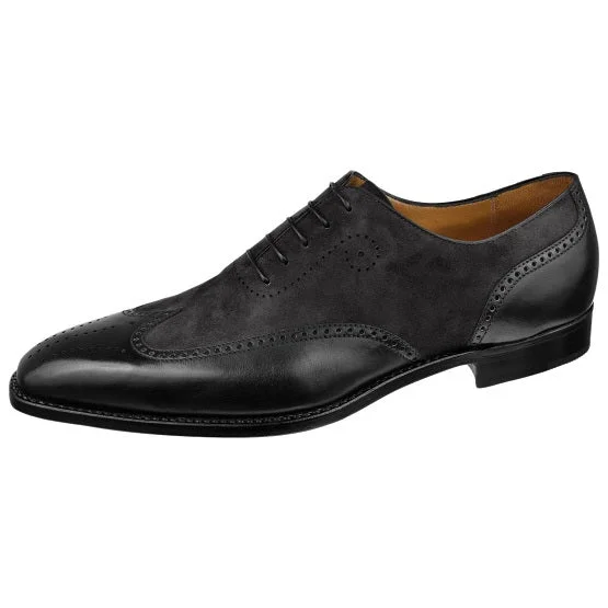 Handmade Men Wingtip Spectator Brogue Leather Shoes, Black Formal Shoes