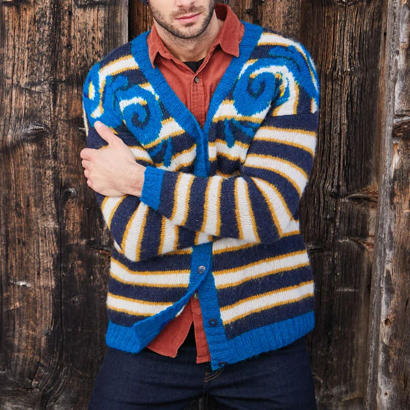Retro Striped Long Sleeve Men's Sweater