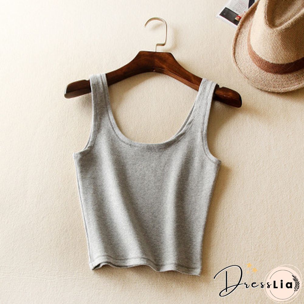 Korean Autumn Womens Short Cropped Cotton Tank Tops New Fall Fashion Ladies' Casual Cotton Crop Tanks