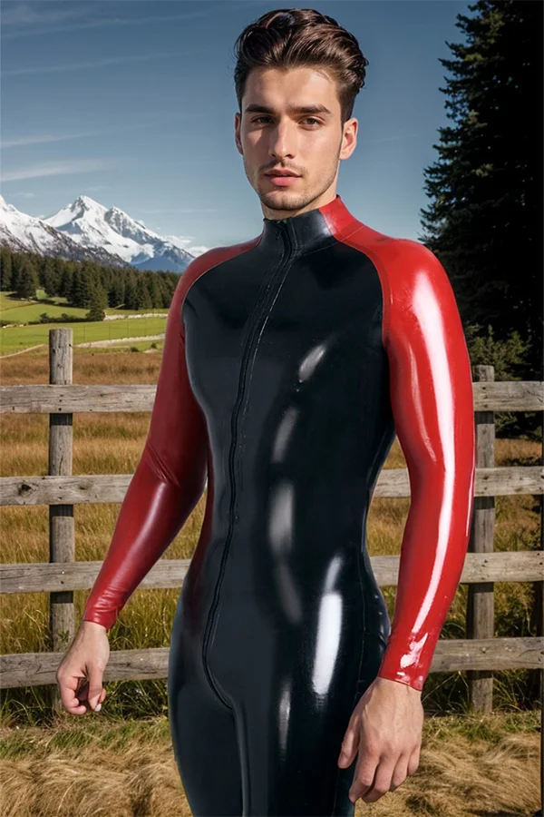 Men Latex Catsuits Curv-Ical Front Zipper