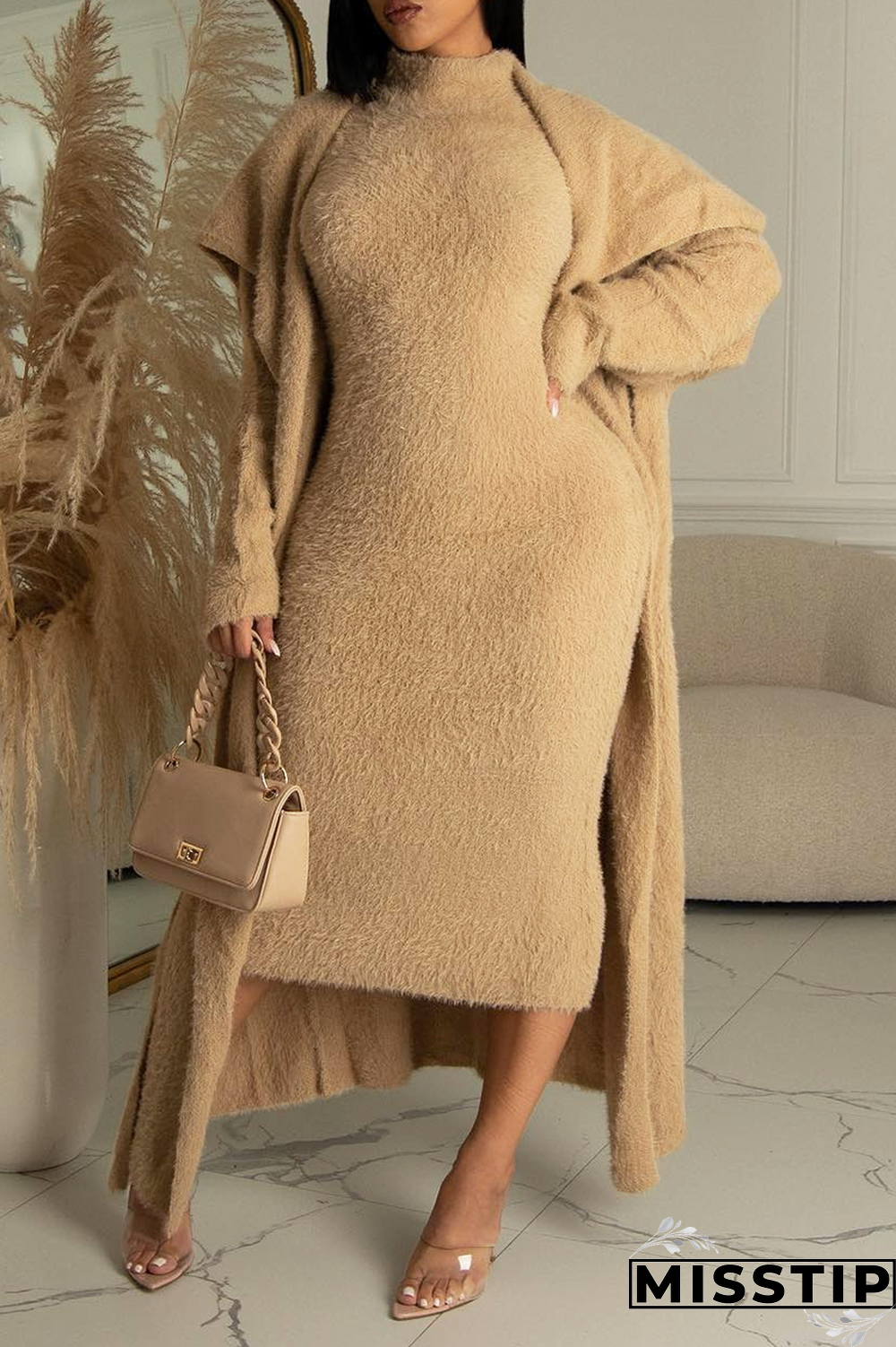 Dark Gray Casual Solid Patchwork Half A Turtleneck Long Sleeve Two Pieces