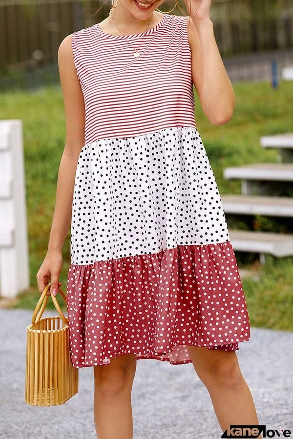 Polka dot mosaic large swing dress