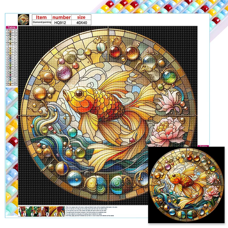 Glass Wind Goldfish 40*40CM (Canvas) Full Square Drill Diamond Painting gbfke