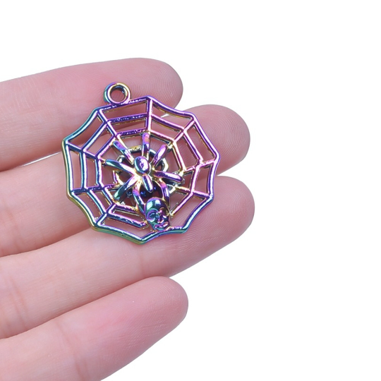 Bulk 10 30 Halloween Rainbow Animal Spider Web Charms, Skull Spider Charms,Key chain Charm Pendants diy Earring Bracelet Necklace Finding