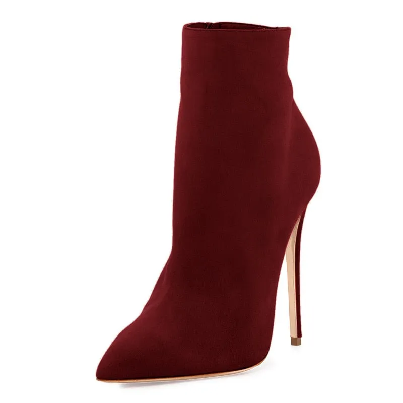 Onlymaker Women's Shoes Pointed Toe 10CM Thin High Heel Ankel Booties Side Zipper Red Blue Big Size boots