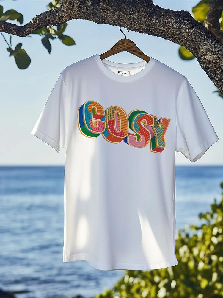 Men's Cozy Graphic Art Print Cotton Casual T-Shirt