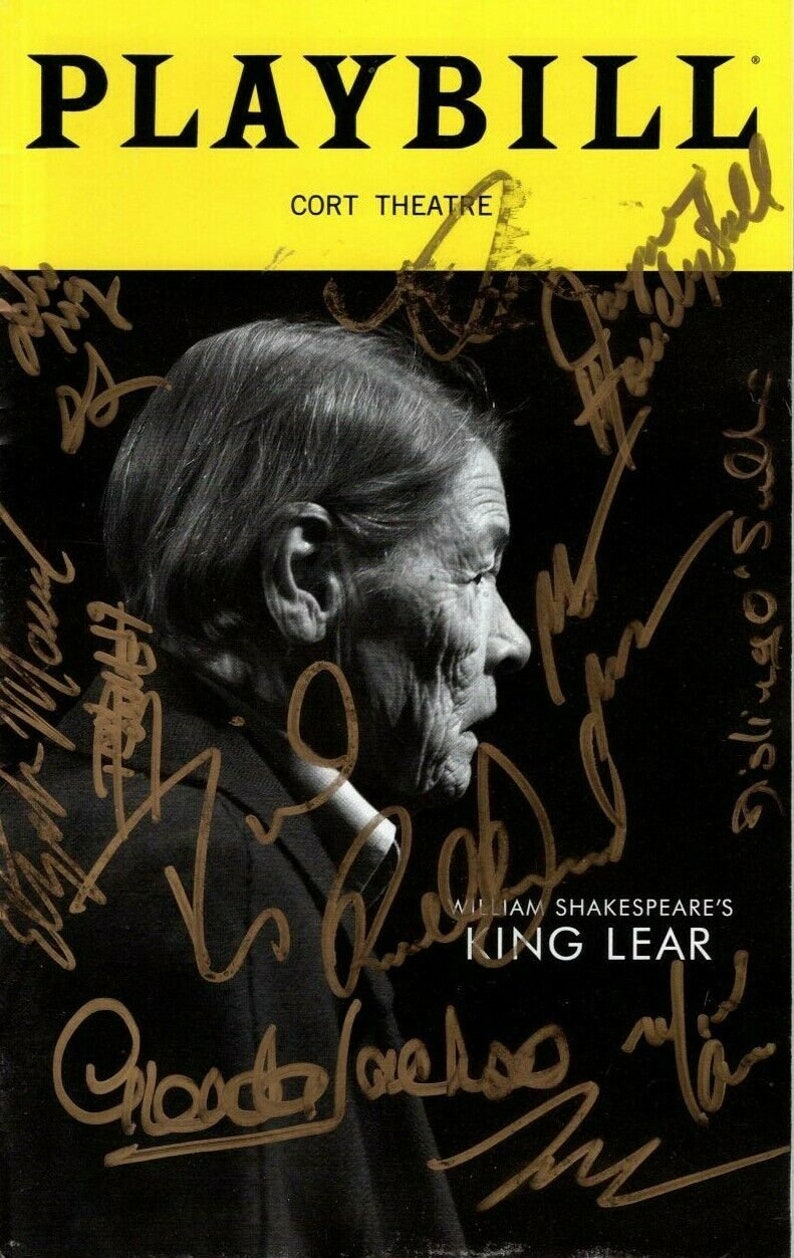 William shakespeares king lear signed autographed cast playbill