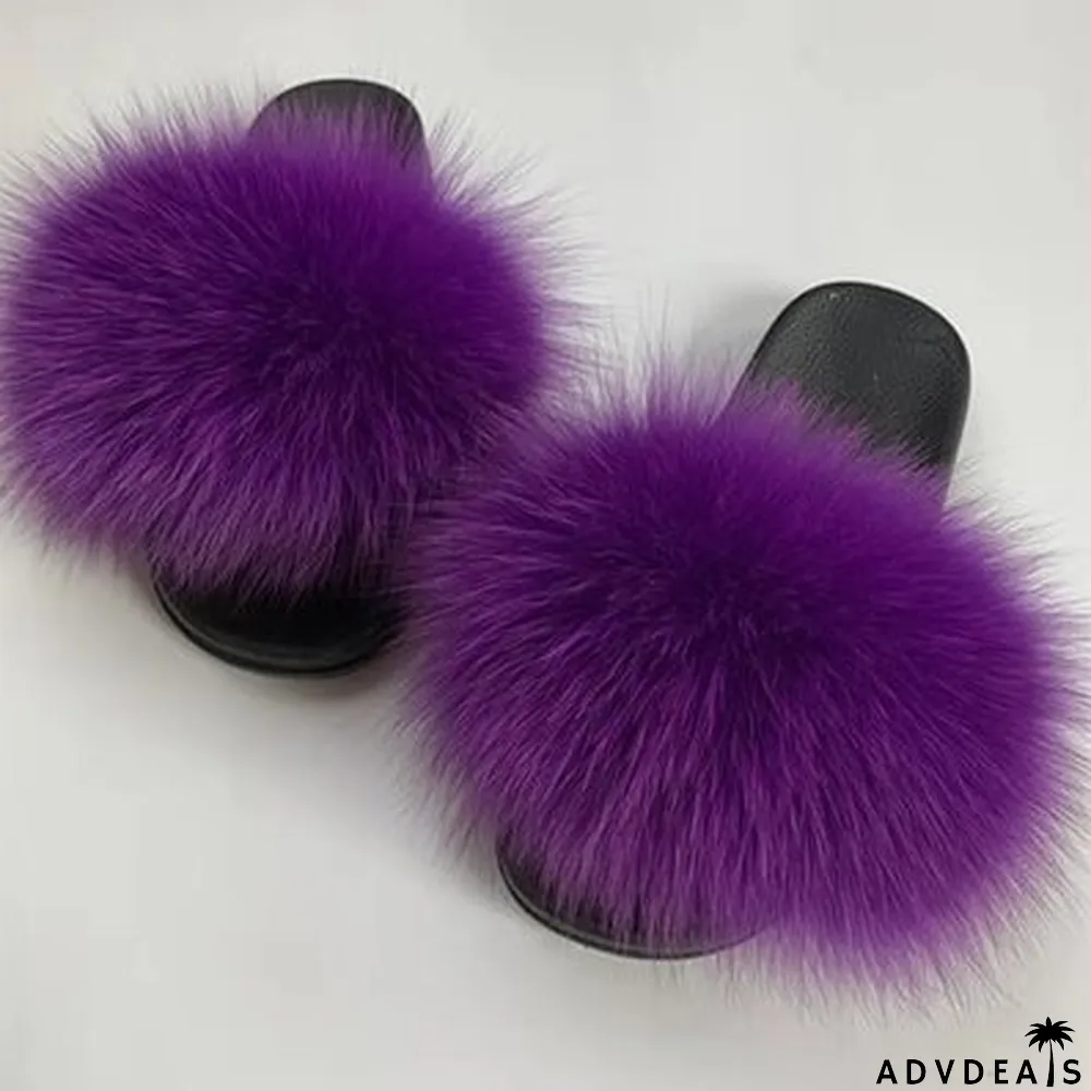 Furry Slippers Flat Half-drag Slippers