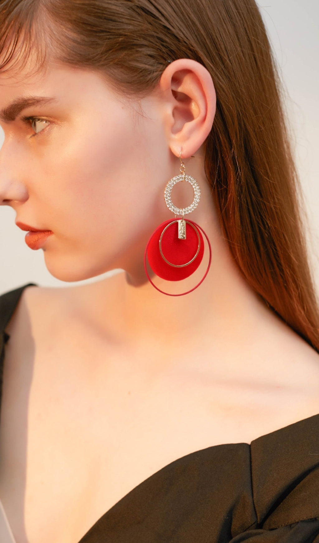 Andie Red Circle Plush Earrings