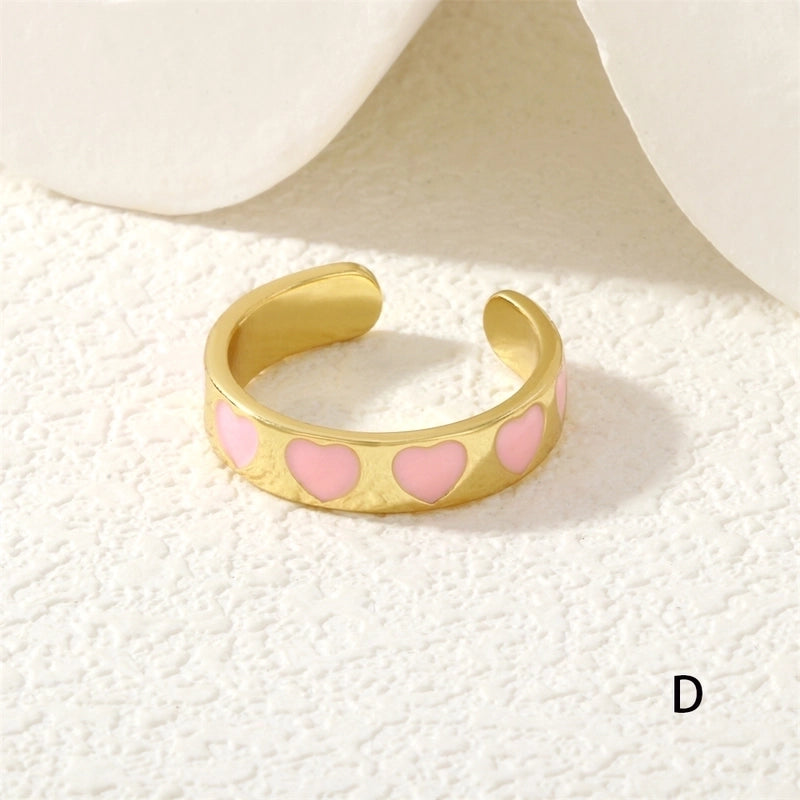 Cute Pentagram Copper Enamel Open Rings