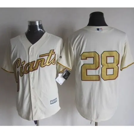 Giants #28 Buster Posey Cream(Gold No.) New Cool Base Stitched MLB Jersey
