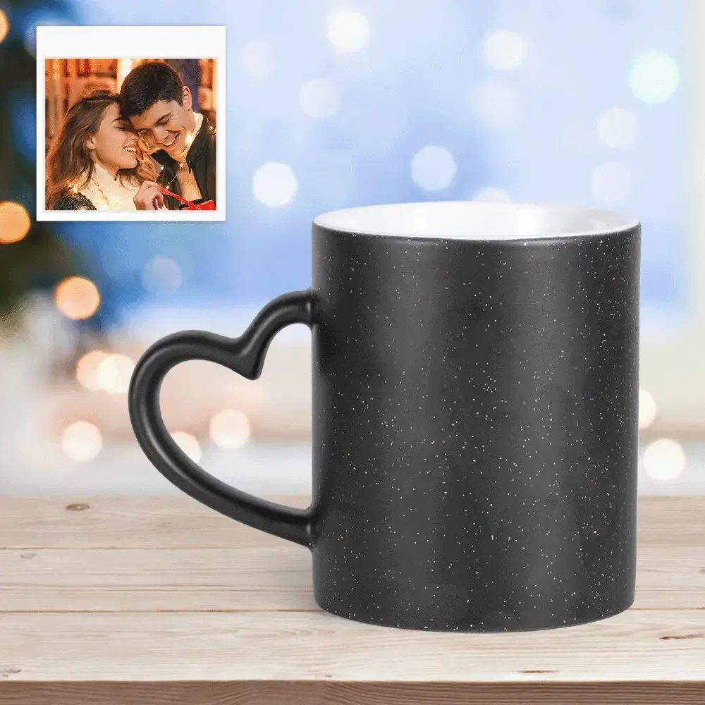 Personalised Magic Color Change Mug Heart Custom Photo Cup