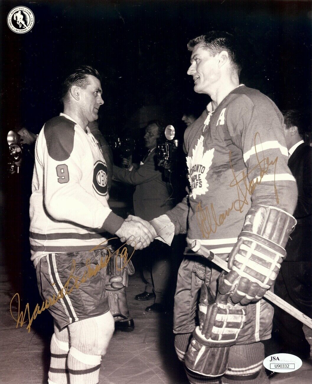 Maurice Richard Allan Stanley Dual Signed Autographed 8X10 Photo Poster painting Habs Leafs JSA