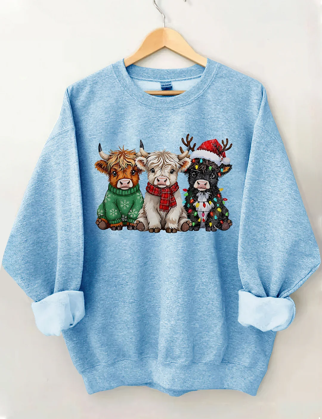 Rustic Highland Cows Christmas Sweatshirt