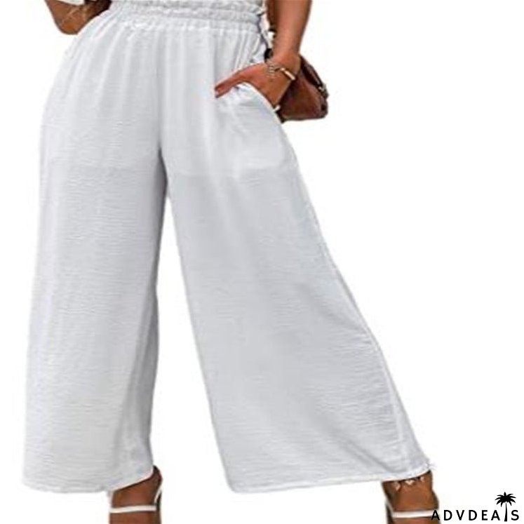 Wardrobe with Cotton Loose Fit Wide-leg Pants for a Slimming Look
