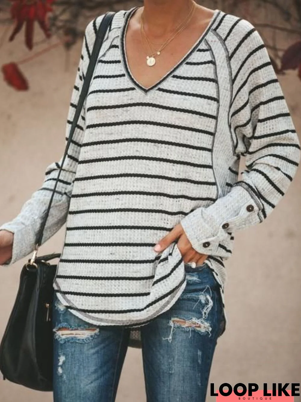 Women Casual Tops Tunic Plus Size Striped Sweater