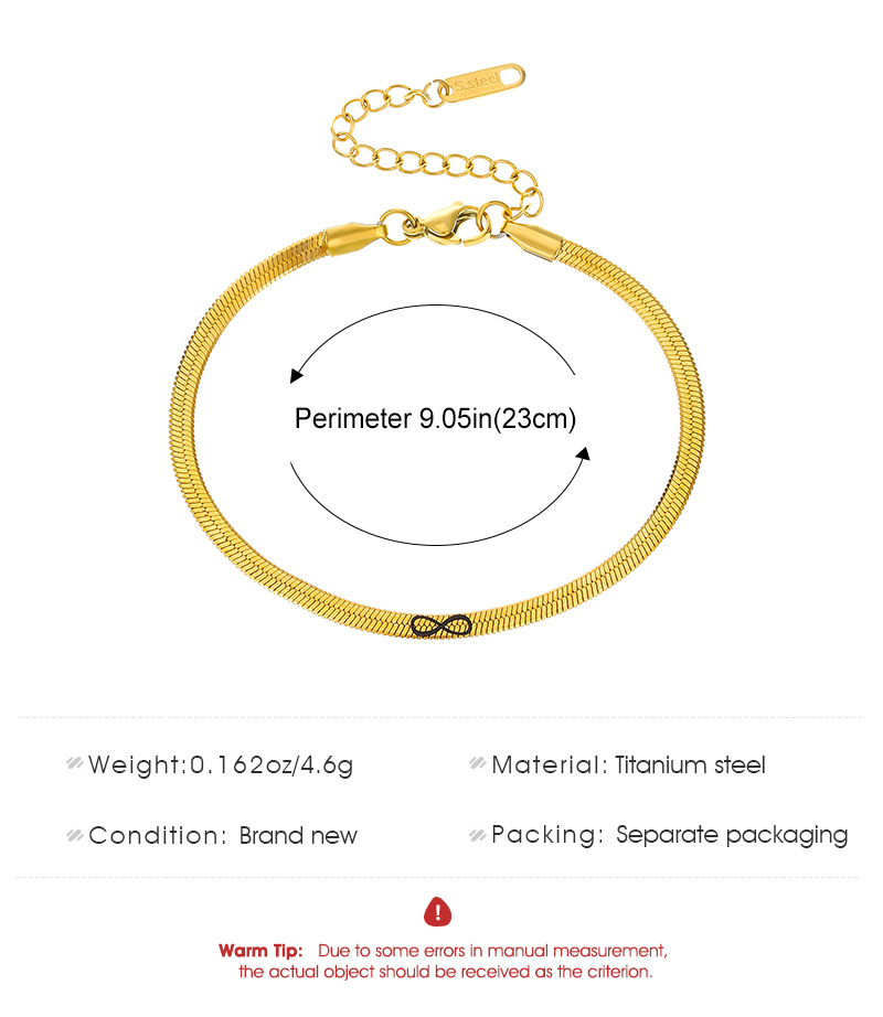 Infinity Symbol Number 8 M&ouml;bius Ring Gold Plated Bracelet