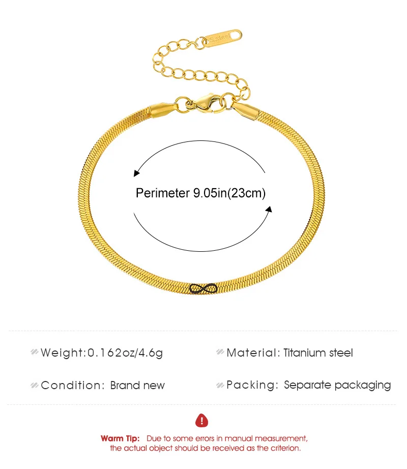 Infinity Symbol Number 8 M&ouml;bius Ring Gold Plated Bracelet