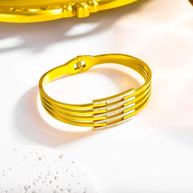 Cute Minimalist Roman Style Geometric 304 Stainless Steel Bangle In Bulk