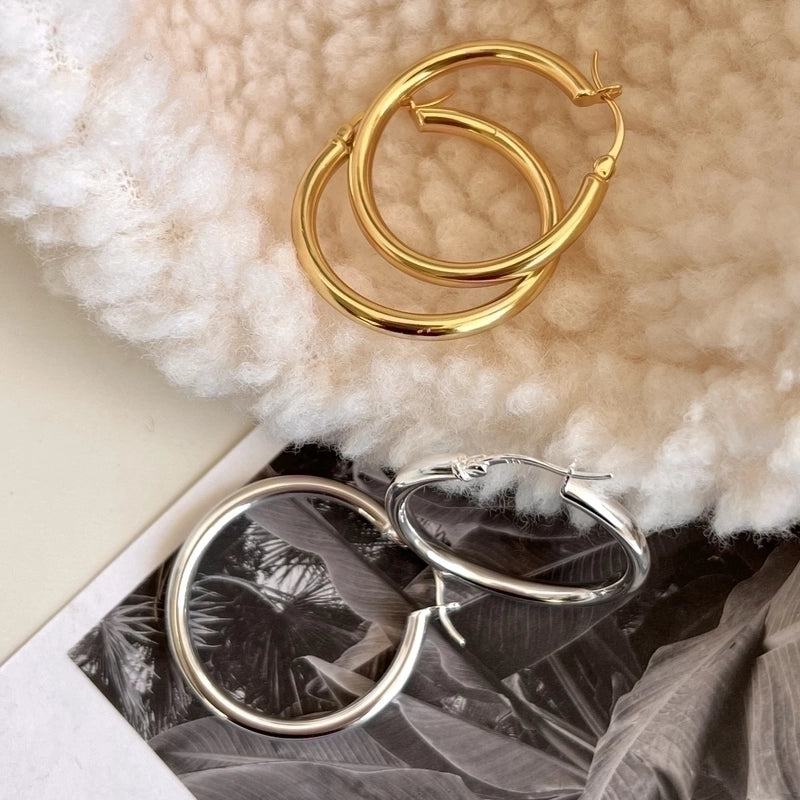 1 Pair 925 Sterling Silver Solid Color Earrings