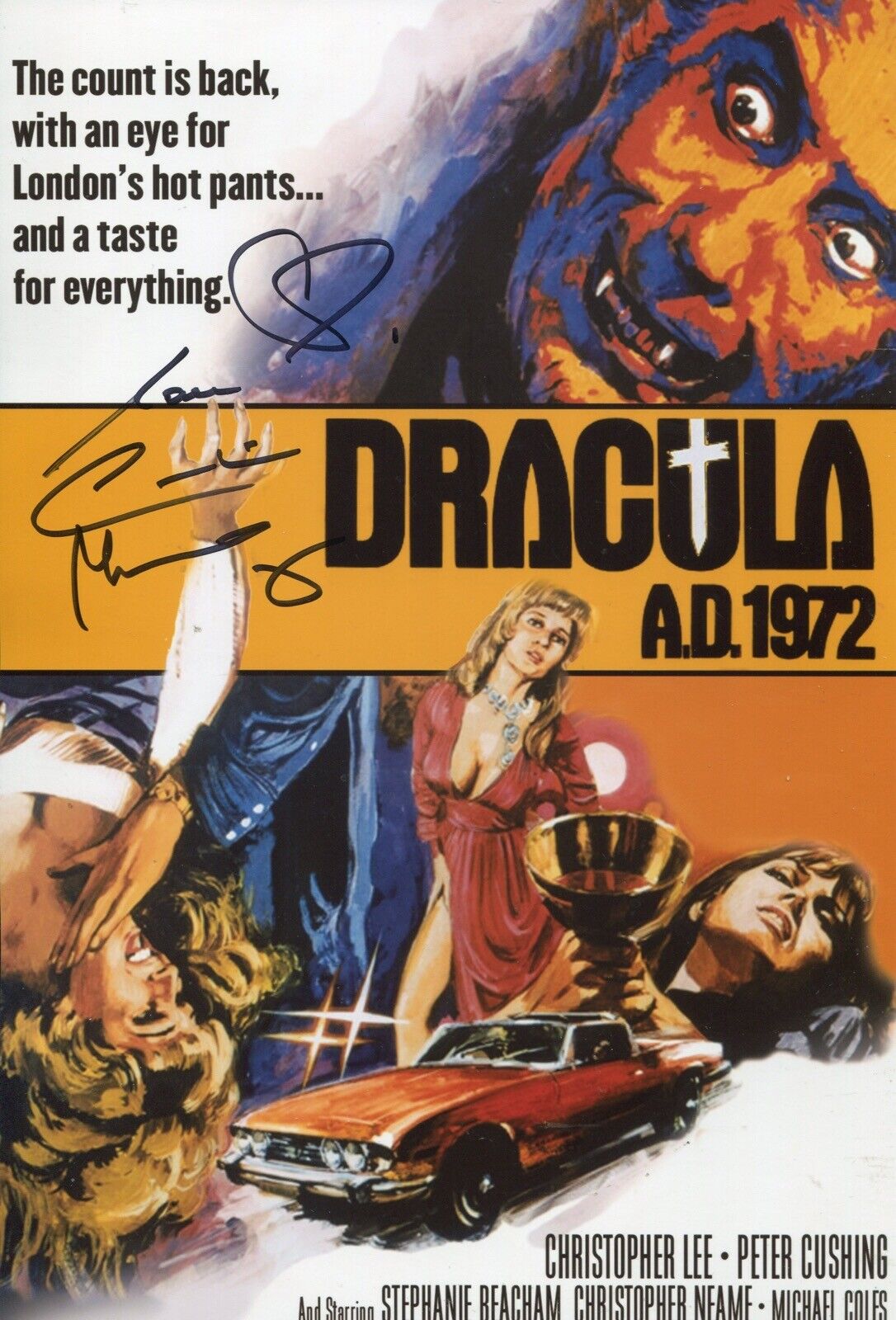 Caroline Munro signed DRACULA AD1972 movie poster Photo Poster painting UACC DEALER WITH PROOF!