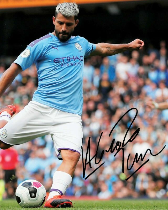 Sergio Aguero - Manchester City Autograph Signed Photo Poster painting Print