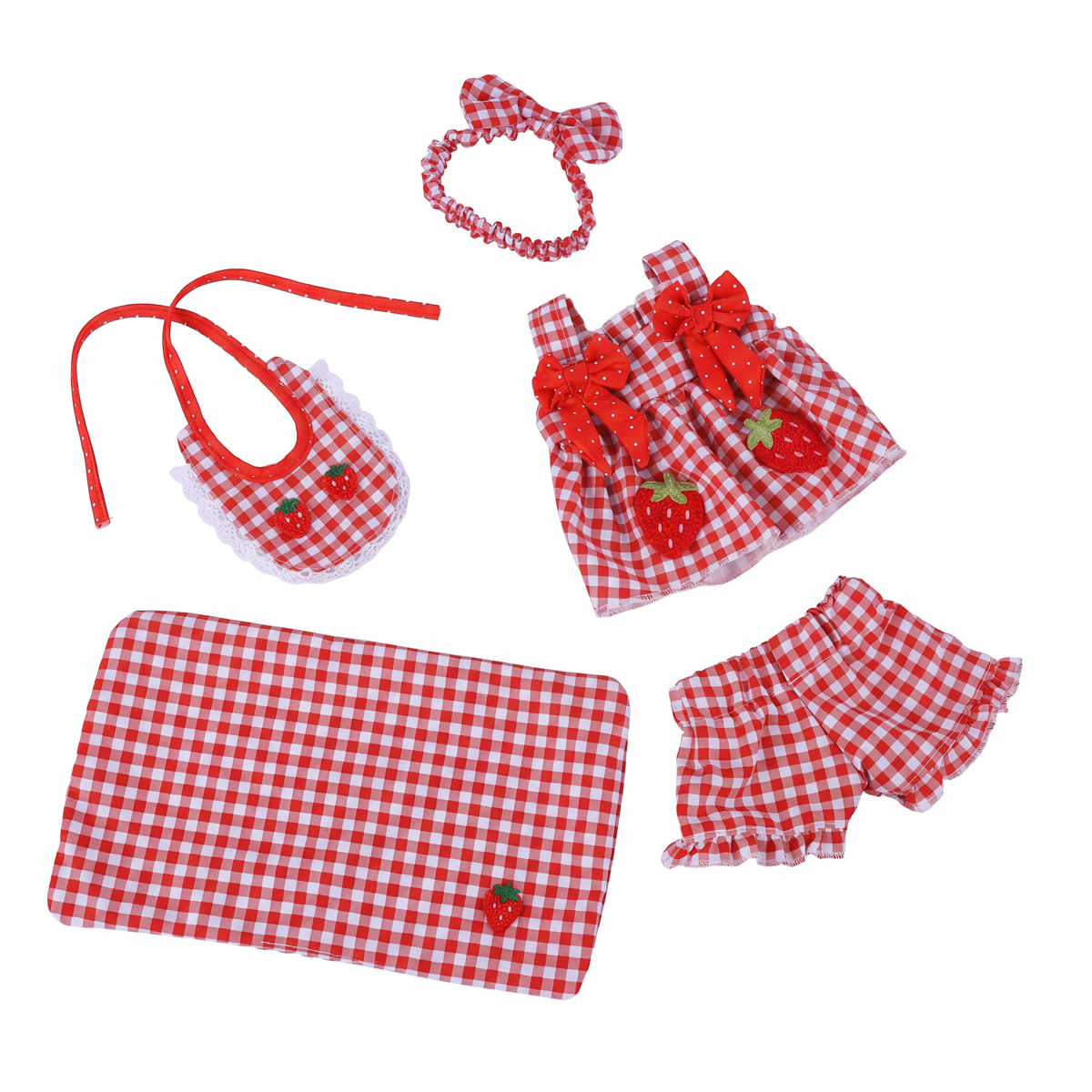 15-Inch Red Plaid Strawberry Five-Piece Set