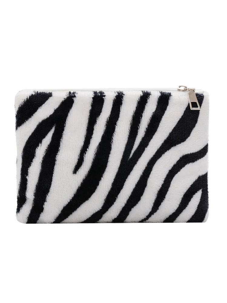 Plush Animal Pattern Women Coin Purse Girl Wallet Card Handbag (Zebra)