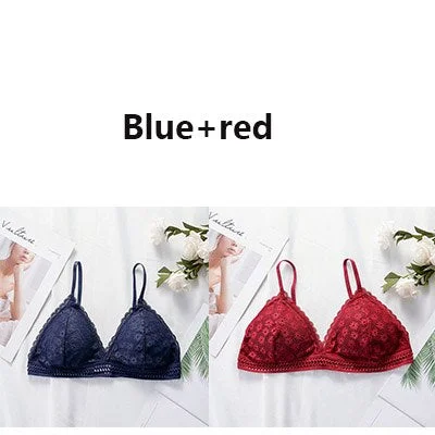 Lace bra, women's panties, triangle cut, lingerie, V-shaped wireless underwear, soft and thin seamless 1/2 piece bra, 2021