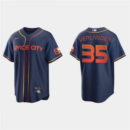 Men's Houston Astros #35 Justin Verlander 2022 Navy City Connect Cool Base Stitched Jersey 965L
