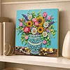 Framed Sunflower Blue Vase -  DIY Button Art Painting Kit for Creativity DIY Pearl Dot Crafts for Gift Home Wall Decor 30*30CM