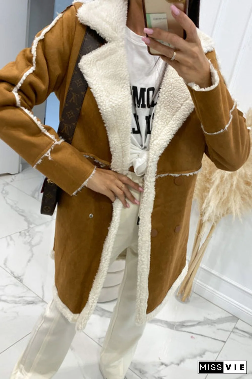 Elegant Solid Patchwork Pocket Half A Turtleneck Outerwear