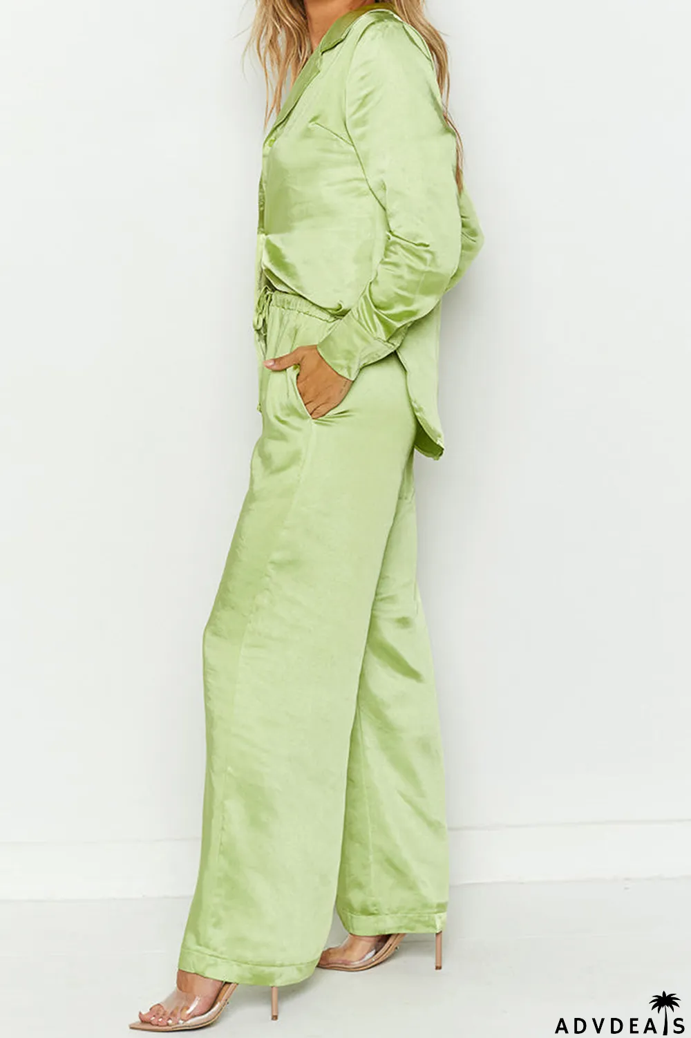 Street Solid Patchwork Turndown Collar Long Sleeve Two Pieces