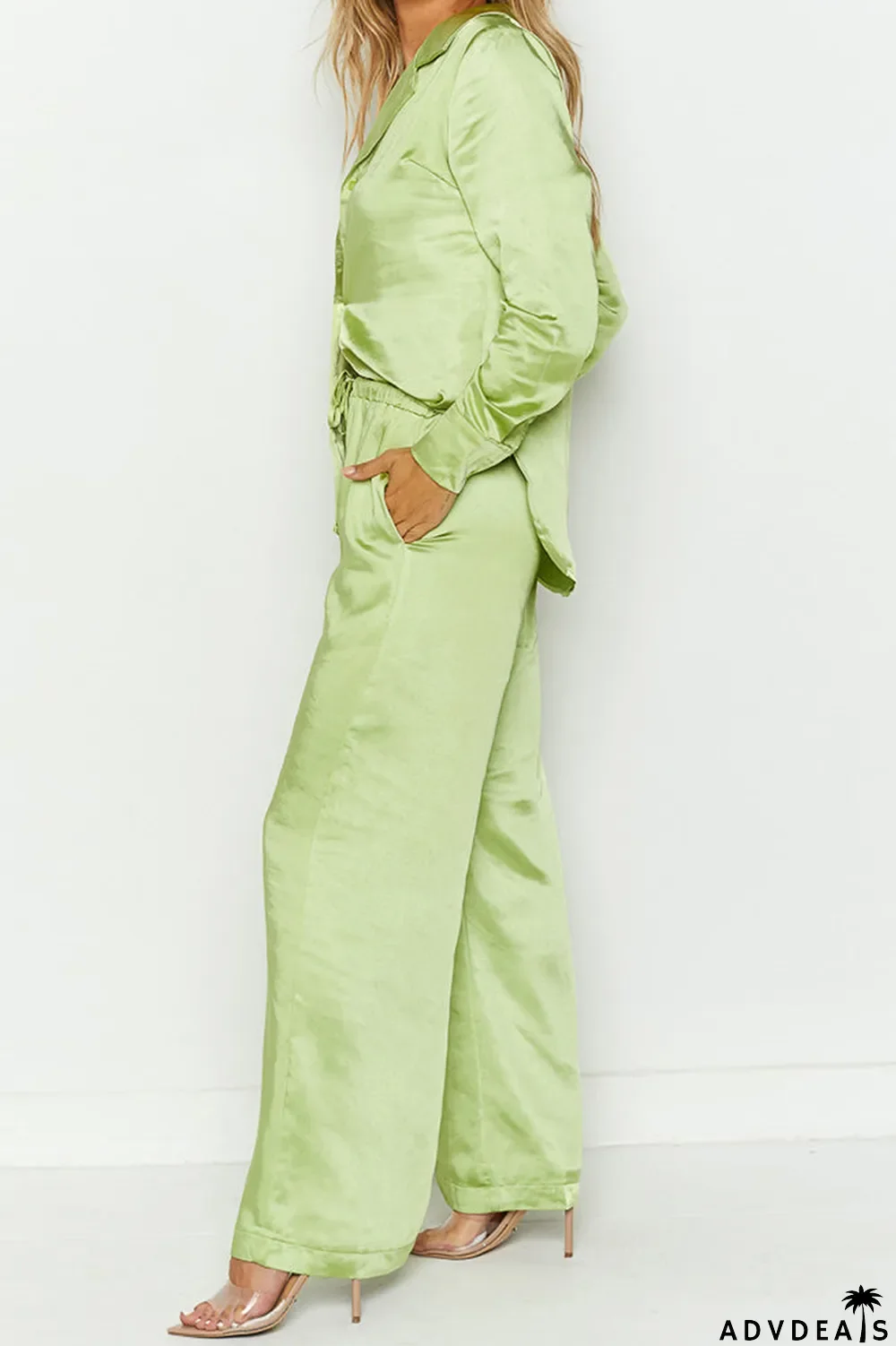 Street Solid Patchwork Turndown Collar Long Sleeve Two Pieces