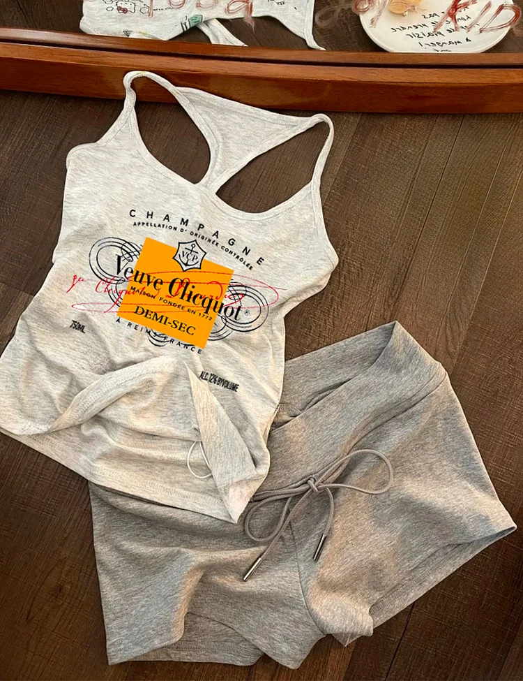 Women‘s Champagne Veuve Rose Bachelorette Party Tank Pajama Set