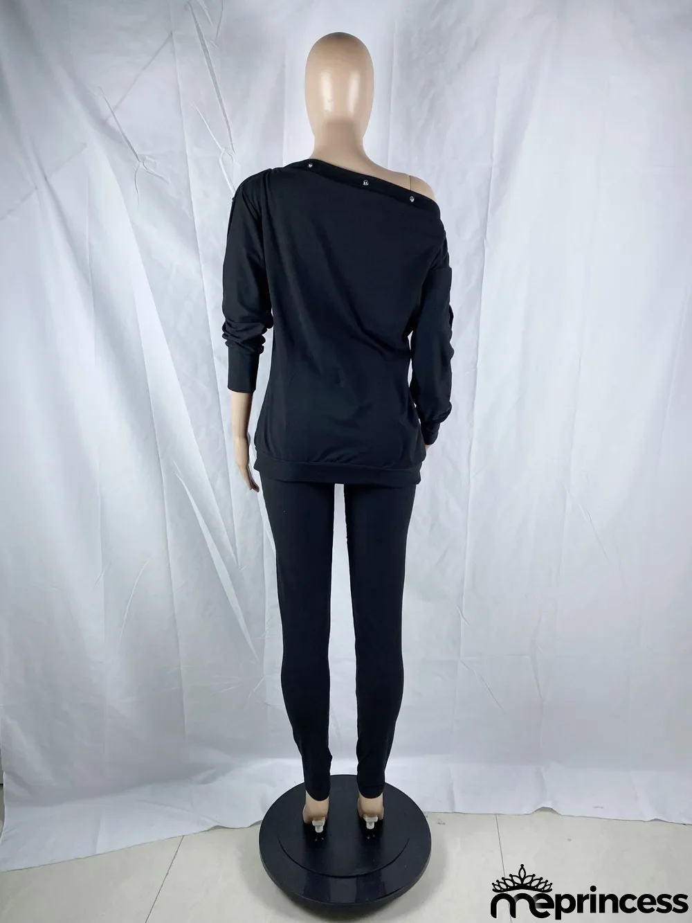 Plus Size Letter Slash Neck Long Sleeve 2 Piece Sets