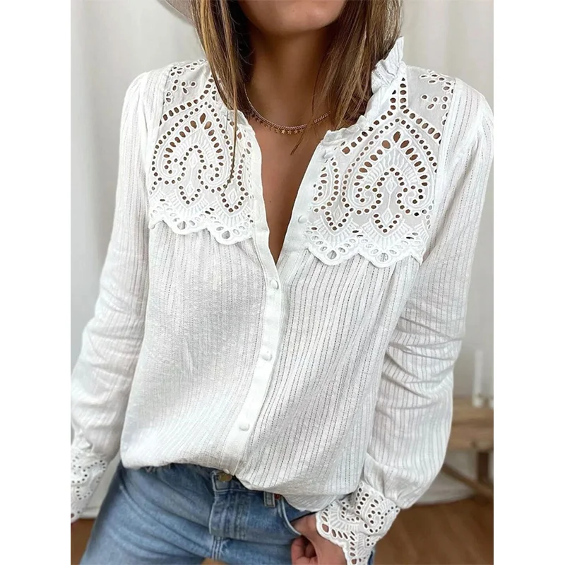 Fashion Lace Stitching Shirt