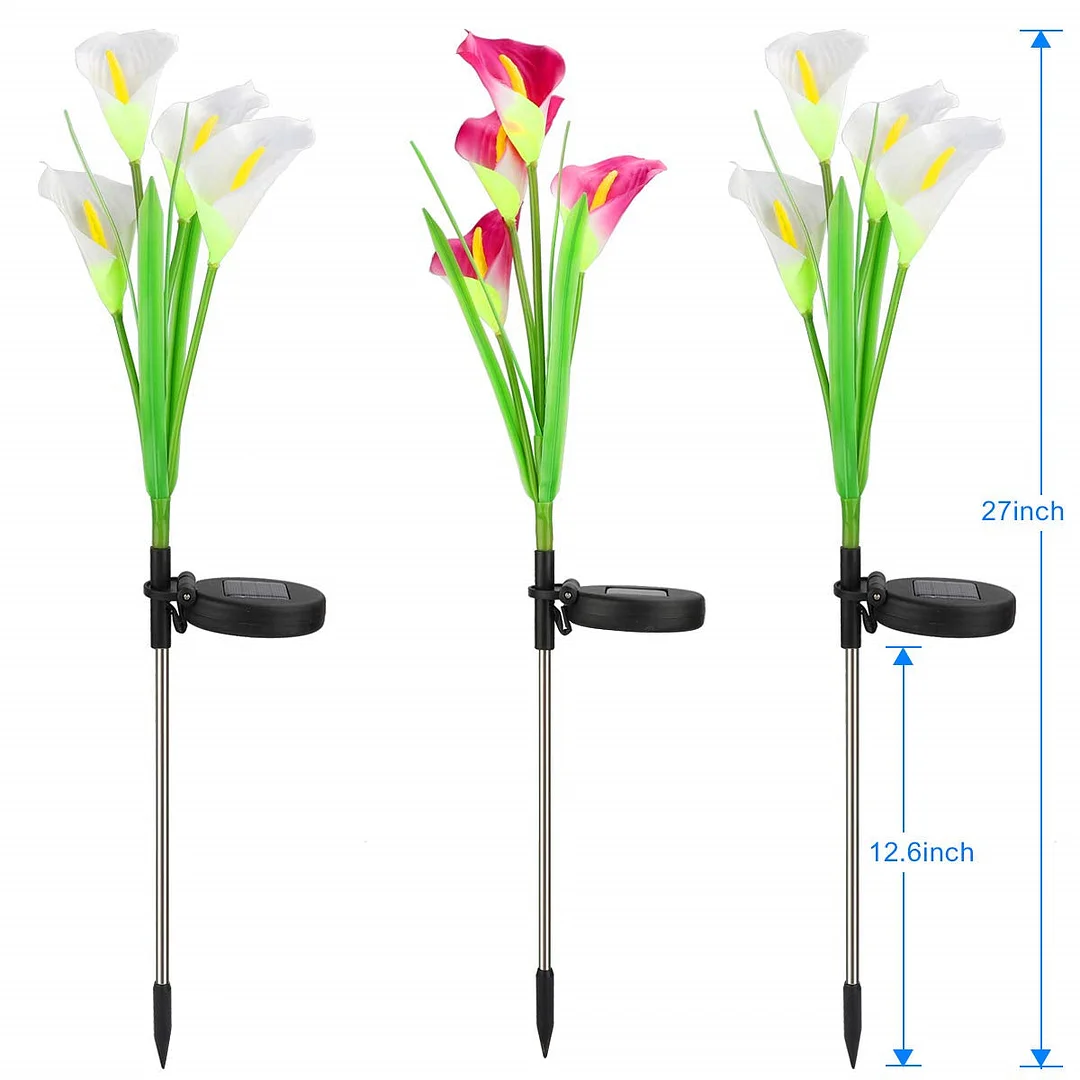3Pack Solar Lights ,Mother's Day Birthday Gifts Outdoor Garden Stake Flower Lights, Multi Color Changing LED Lily Solar Powered Lights for Patio
