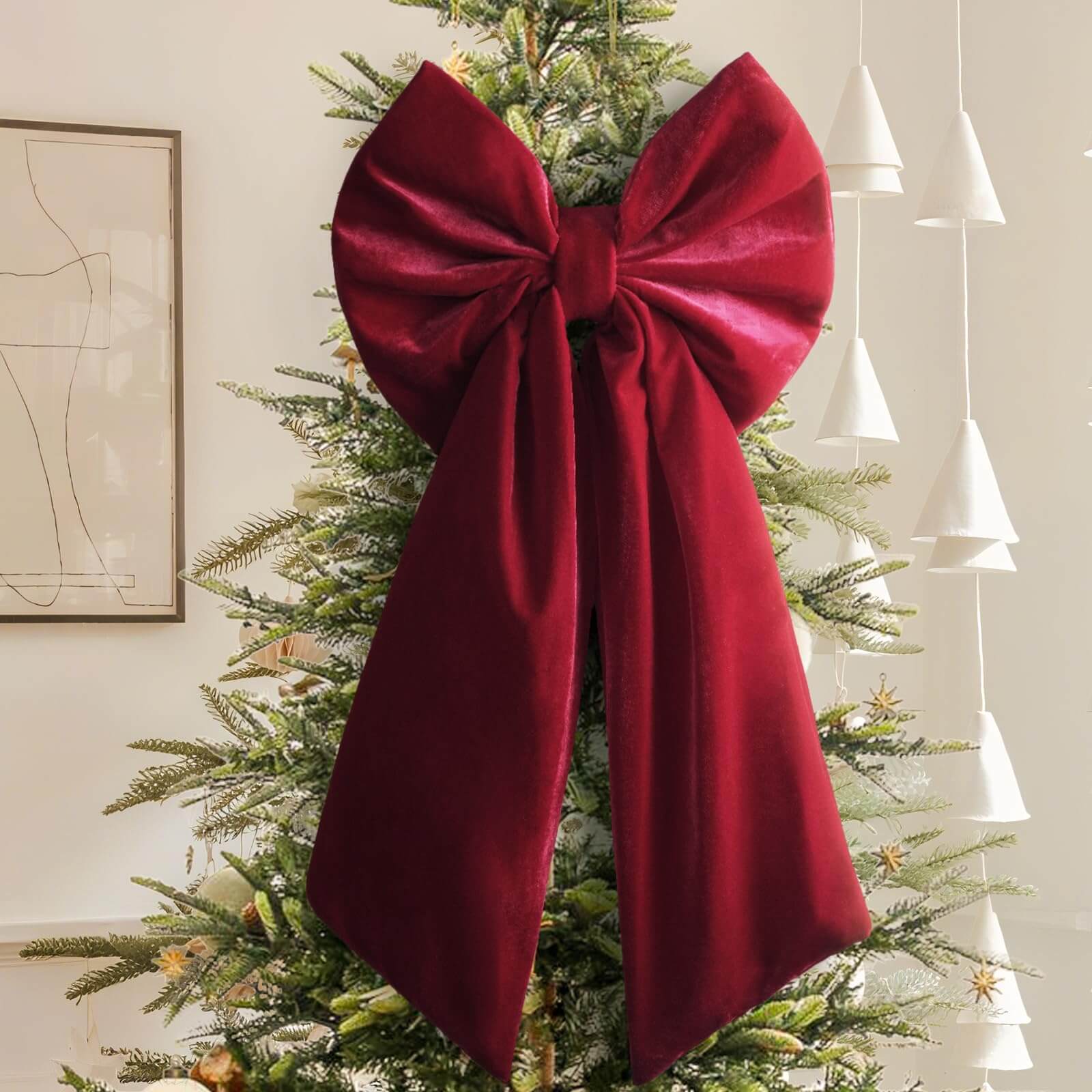 35.4" Christmas Red Velvet Bows Decorations
