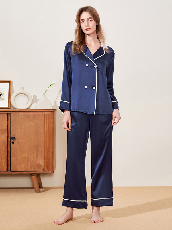 19 Momme Double-Breasted French Silk Pajama Set