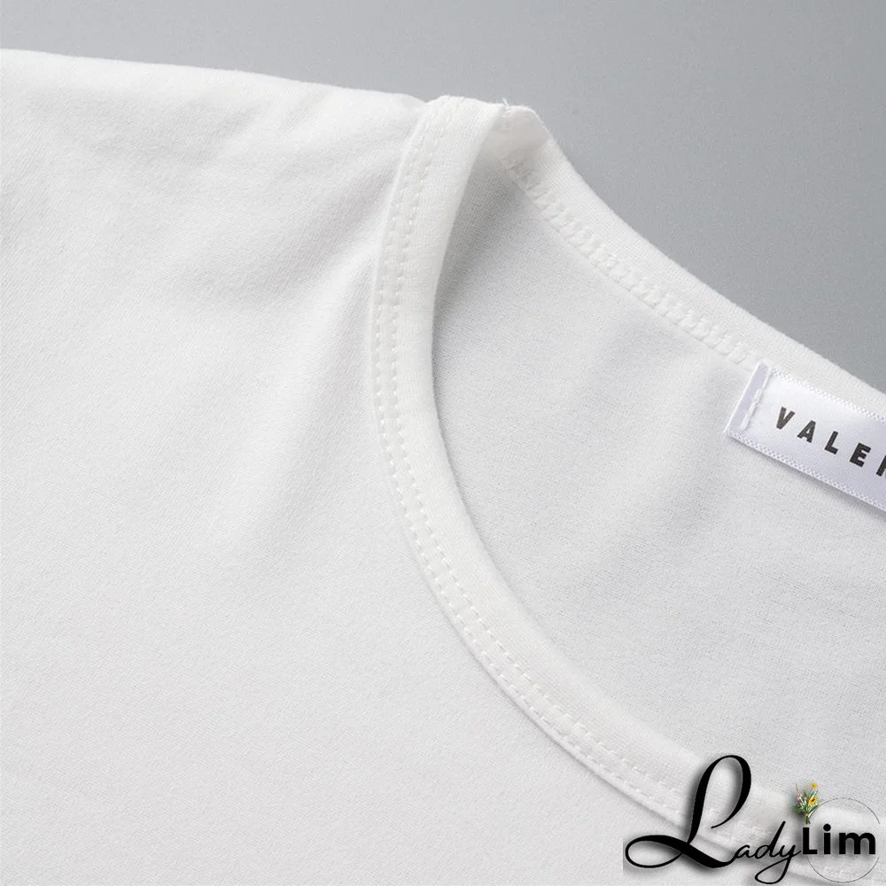 Blue Fashion Casual Letter Print Basic O Neck T-Shirts