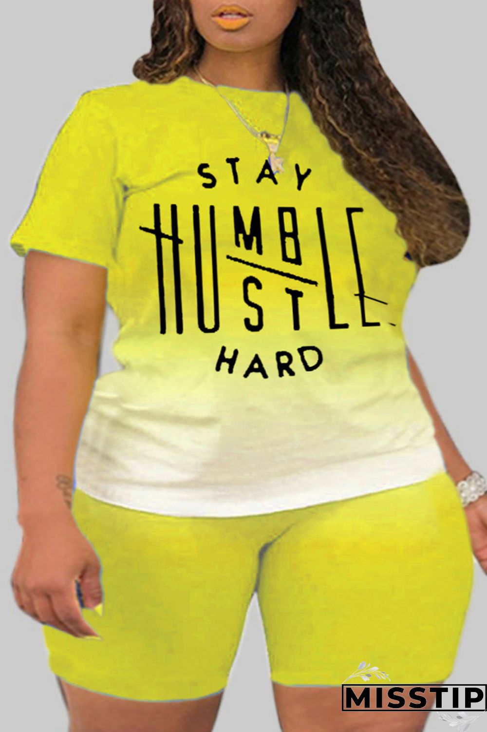 Royal Blue Fashion Casual Gradual Change Letter Print Basic O Neck Plus Size Two Pieces