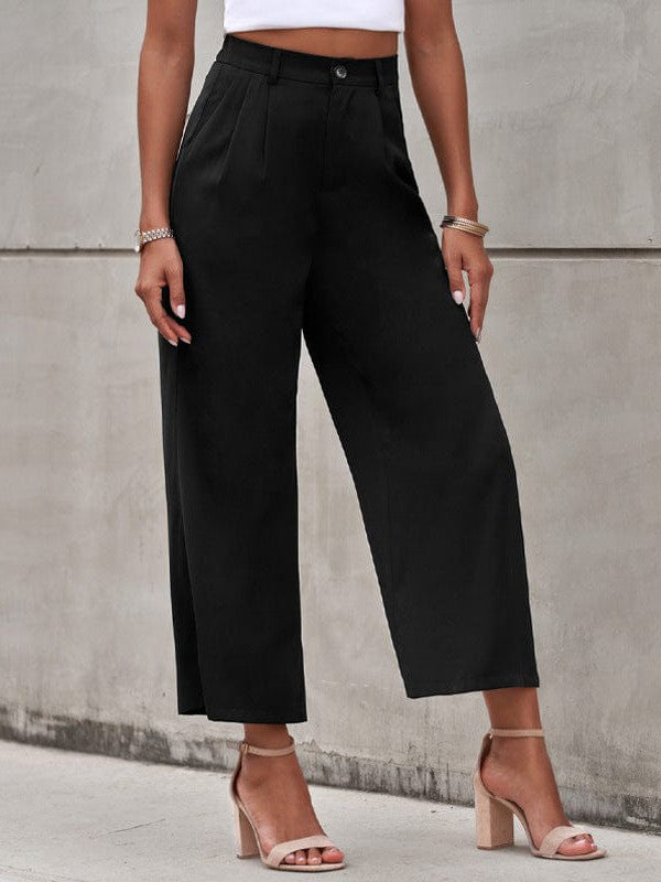 Chic High Waist Wide Leg Trousers In Various Colors - Comfortable, Slim Fit Pants For Women