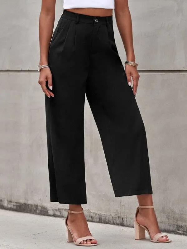 Chic High Waist Wide Leg Trousers In Various Colors - Comfortable, Slim Fit Pants For Women