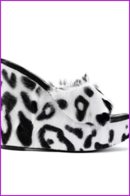 High Heeled Fluffy Fur Slippers F3153