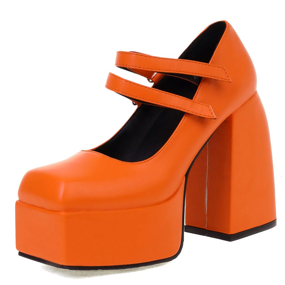 Yyvonne Big Size 43 Elegant Buckle High Heel Shallow Platform Women Mary Jane Pumps Dress Elegant Stylish Party Paring Shoes