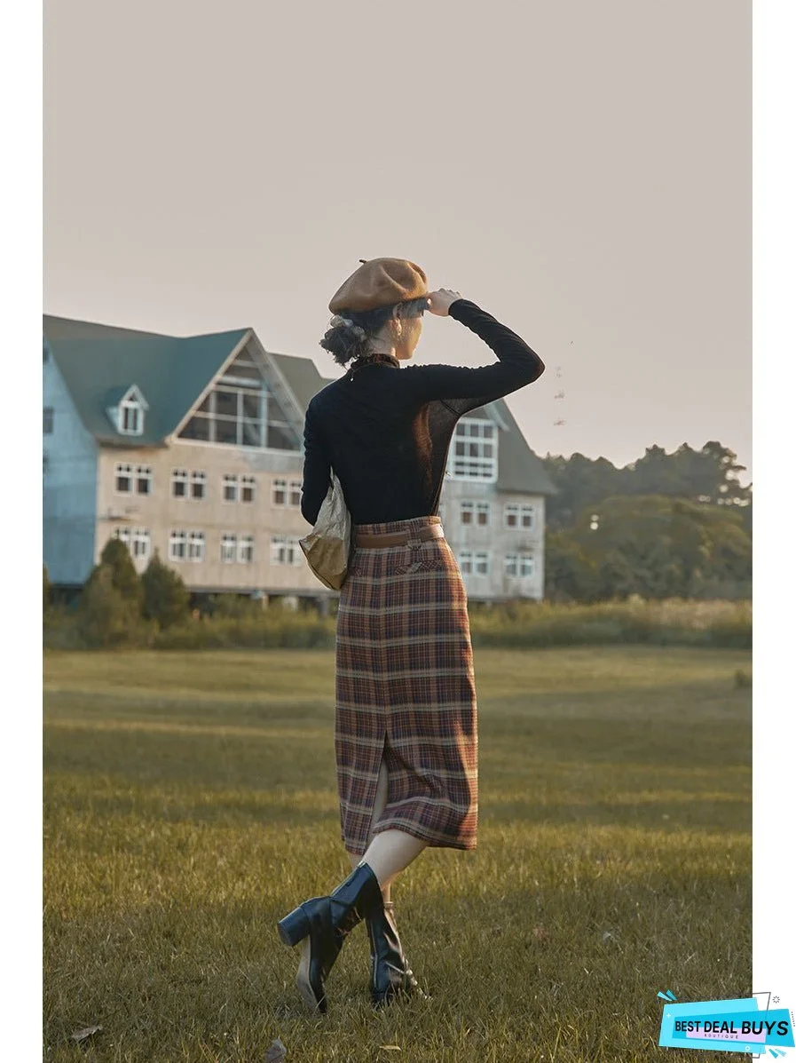Academia Ladies Fashion Personality Retro Plaid Skirt