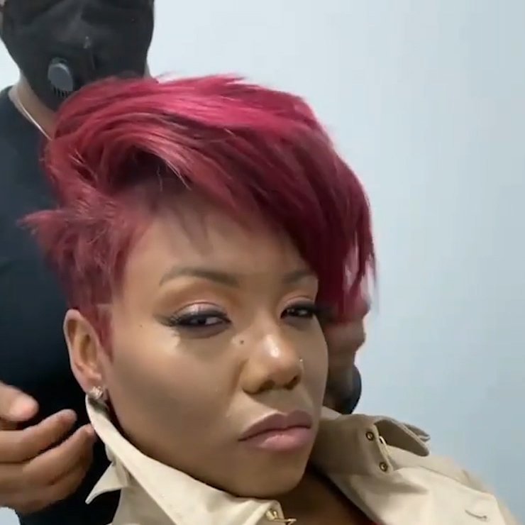2022 New Red Pixie Bangs Wig