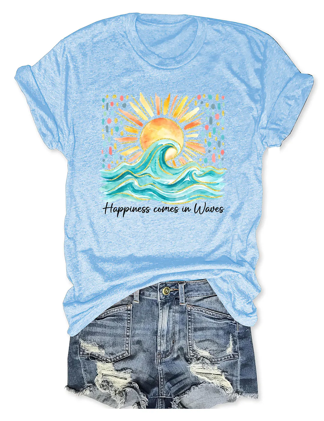 Happiness Comes In Waves Summer Beach T-shirt